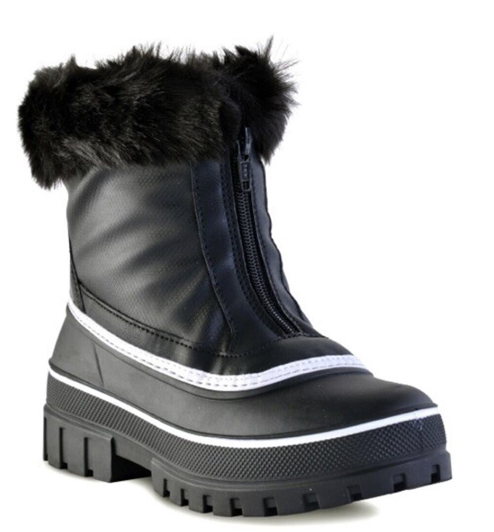 Storm By Cougar Glide Snow Boots Black Faux Fur Front Zip Warm Waterproof Sz 6